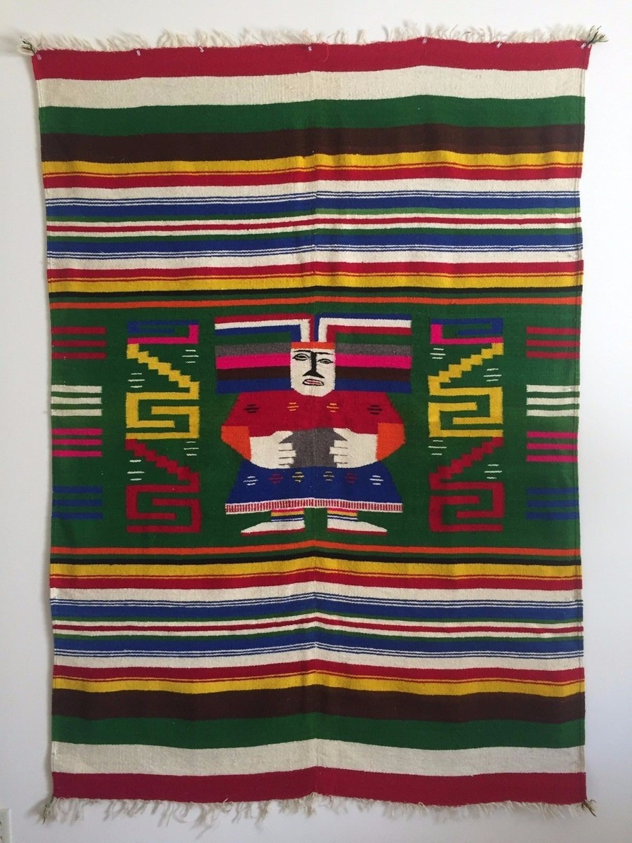 VINTAGE 1960'S HAND WOVEN MAYAN ZAPOTEC MEXICO MULTICOLOR WOOL
