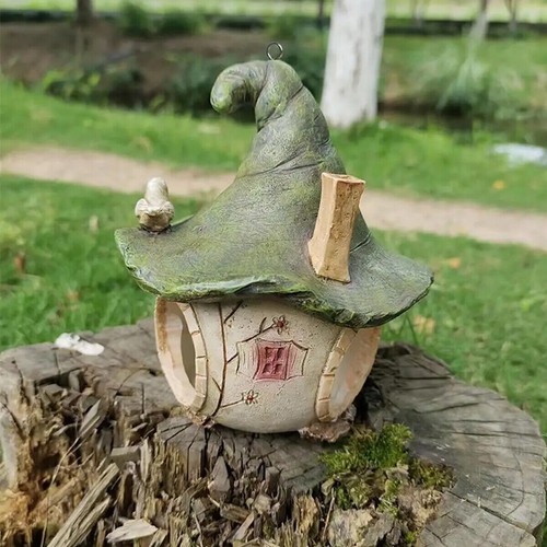Cartoon Hanging Birdhouse Cozy Nest Resin Garden Outdoor Tree Patio Decor AU - Picture 9 of 16