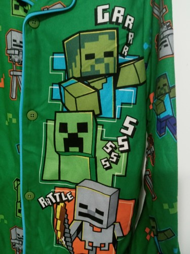 Minecraft Jungen 2-teiliges Pyjama-Set mit Knopfleiste Hemd und Hose Größe 8. Flammwidrig - Bild 2 von 9