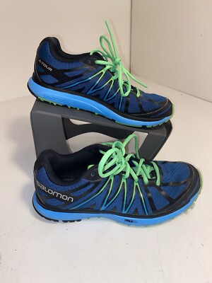 Salomon X-Tour City Trail Blue/Green Cross Training Walking Shoes Sz 6.5 US 5 UK