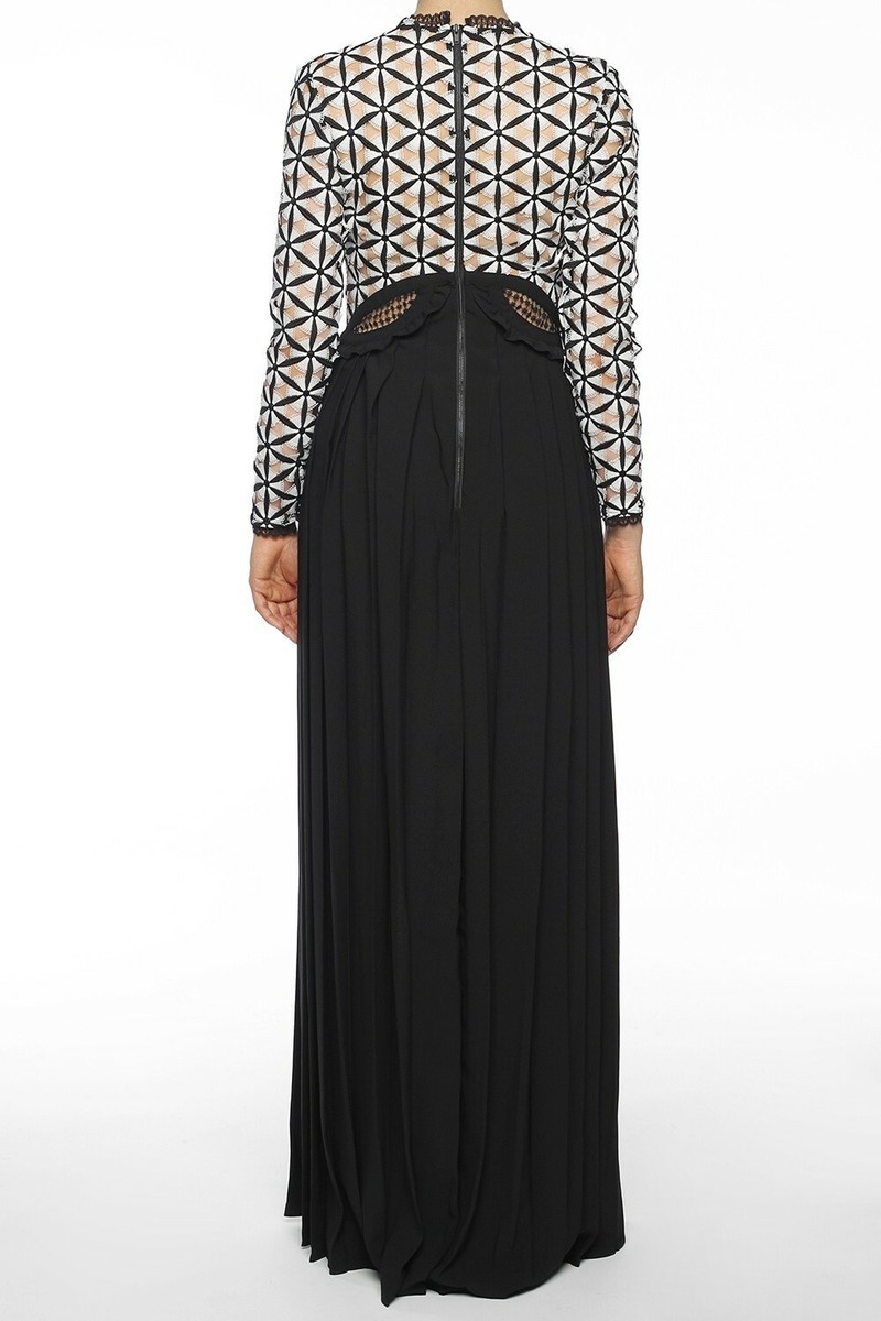 413 SELF PORTRAIT Guipure Maxi Long Dress Size 10 Black/White $529 | eBay