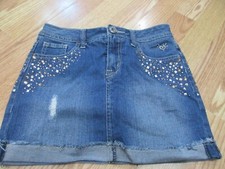Girls Justice Premium Jean Skirt with Bejeweled Pockets Distressed Denim 12R