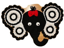 Elephant Rug Mat Crochet Nursery Baby Decor Jungle Black white RED NEW-Handmade