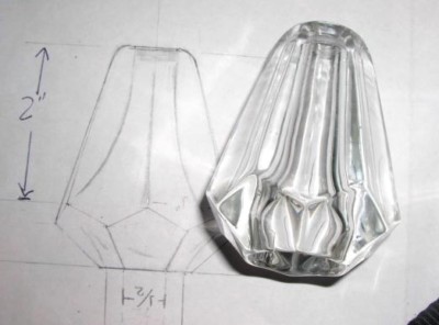 NEW 1950's Rare Vintage Hexagon Glass Column Spacer Break chandelier lamp part
