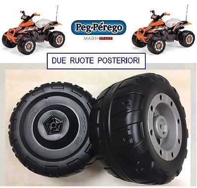 PEG PEREGO RUOTA POSTERIORE 2 pezzi CORRAL T-REX 12 VOLT -nuovo-Italia