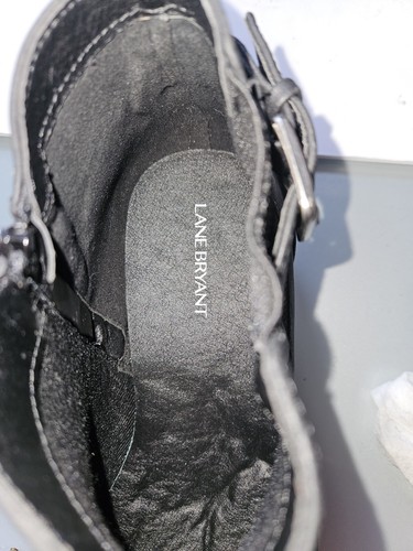 NWOT Lane Bryant Wide Ankle Booties Sz 10.5W Black Faux Leather Short Buckle - Picture 8 of 8