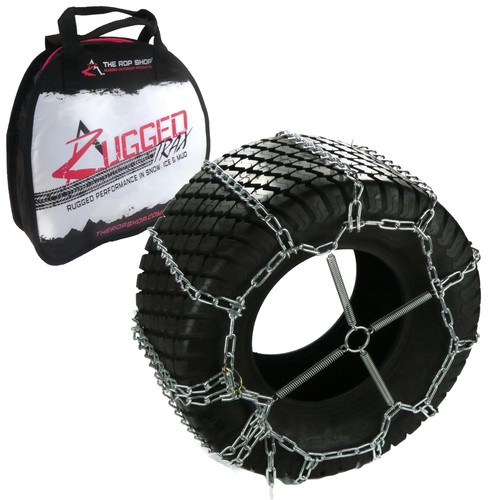 Pair of 4 Link Tire Chains & Tensioners for John Deere Lawn Mower fits 22.5x12x9 - 第 1/9 張圖片
