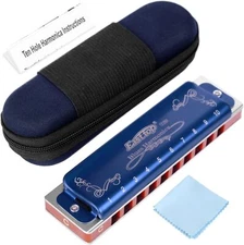 EASTTOP T008K 10Hole Blues Harmonica Diatonic Blue Harmonica Mouth Organ Gift US