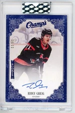 2023-24 Upper Deck Clear Cut #CRG Ridly Greig Champs Autographs Blue /50 RC