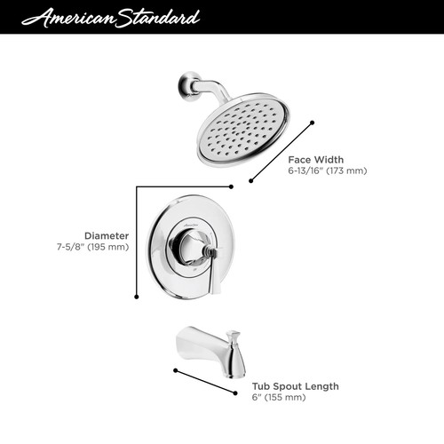 Rubinetto monocomando per vasca e doccia American Standard Rumson 7417502.295 - Foto 8 di 8