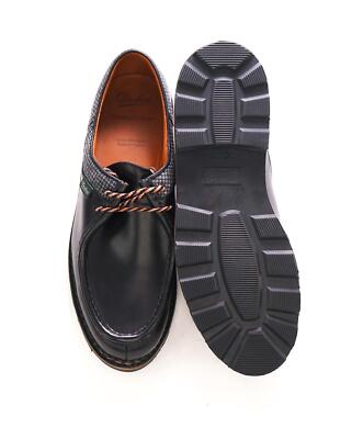 $750 ERMENEGILDO ZEGNA - PARABOOT Black Houndstooth Wool Lace Up