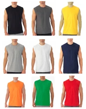 Mens Cotton Sleeveless T Shirt Tank Solid Blank Hot Summer Gym Cool Comfort US