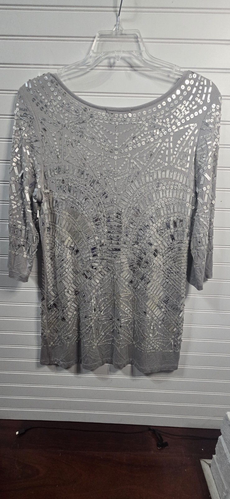 Soft Surroundings Patterned Sequin Gray Dress Siz… - image 7