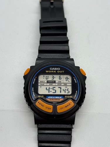 Casio JC-10 Module 879 Work Out Vintage  Alarm Wrist Watch Japan Jog&Walk Cal - Afbeelding 12 van 15