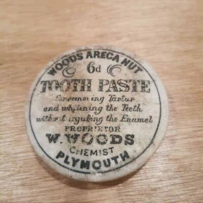 Antike Hölzer Areca Nuss Zahnpasta Keramik Topf Deckel