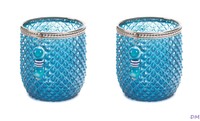 Set Of 2 Diamond Pattern Dominion Teal Blue Glass Votive Candle Holders Set Of 2 Diamond Pattern Dominion Teal Blue Glass Votive Candle Holders