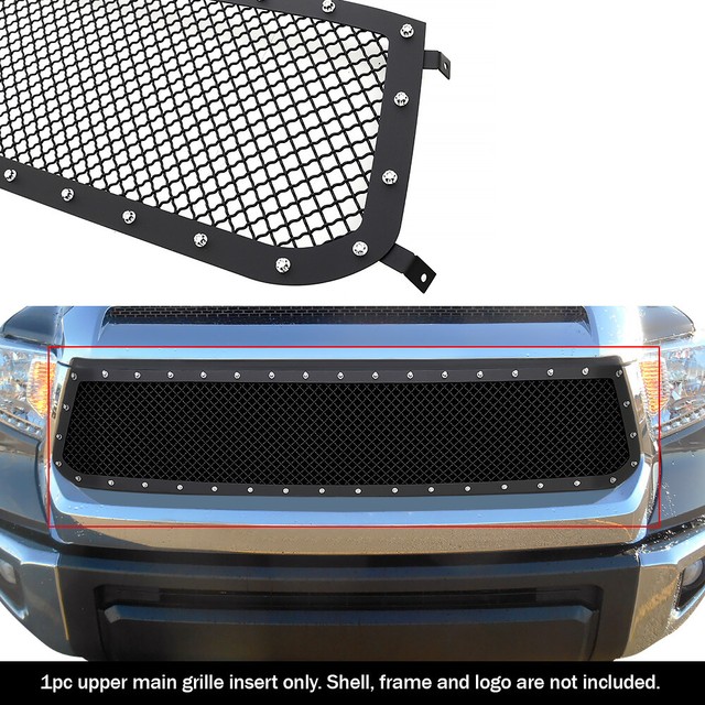 Fits 20142017 Toyota Tundra Upper Carbon Steel Black Rivet Mesh Grille