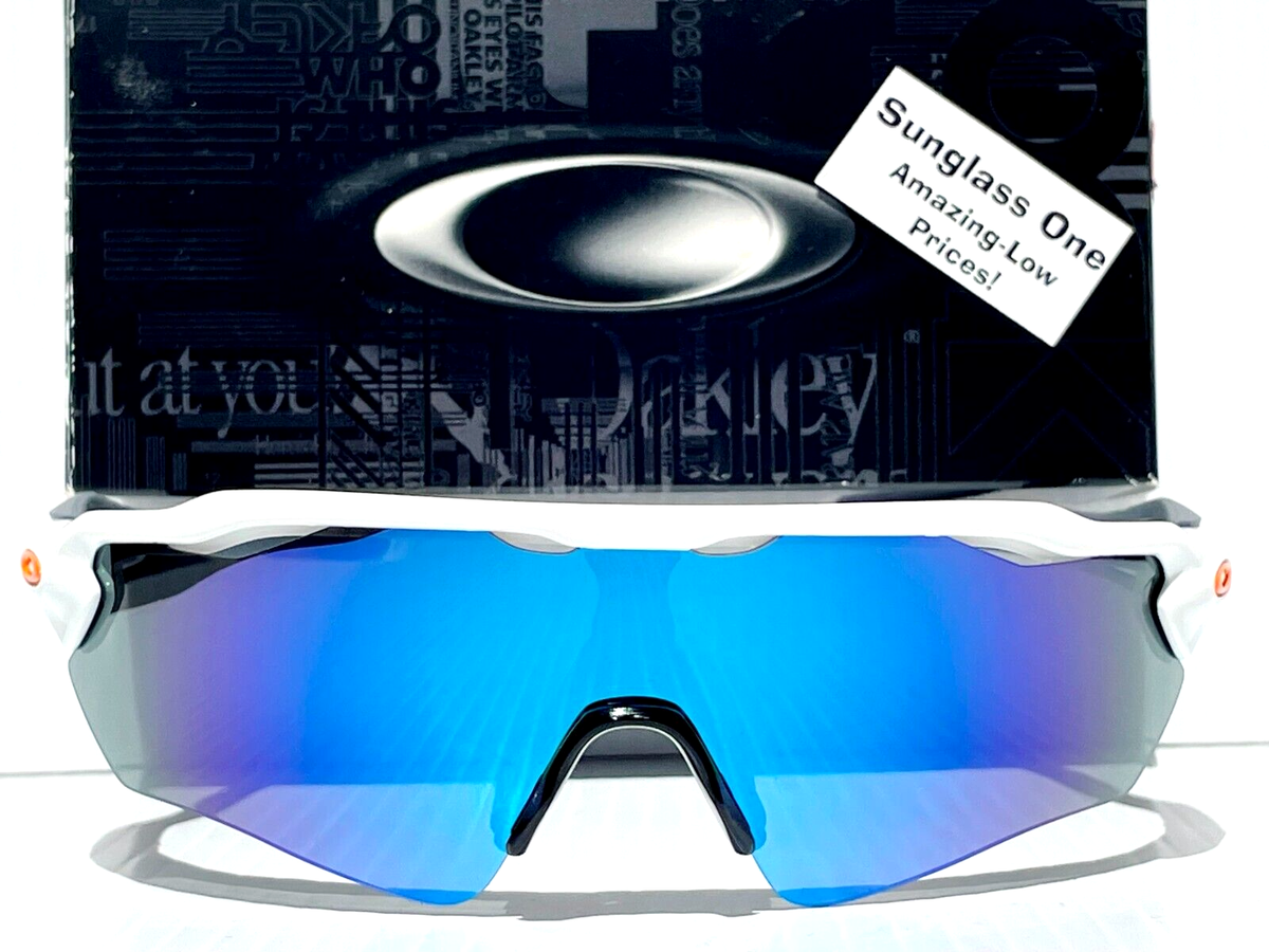 Oakley RADAR EV PATH White and Orange w POLARIZED Galaxy BLUE Lens