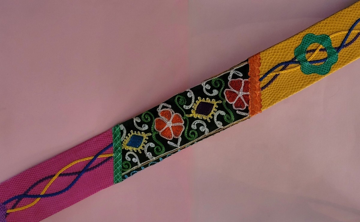 Carlo Fiori ~ Italy~ Wide Belt With Colorful Multi Texture 