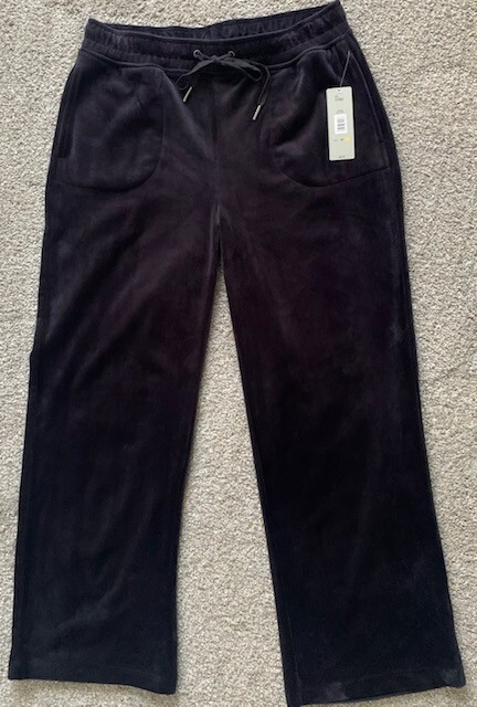 Pantalones de terciopelo elástico ALI MILES NUEVOS CON ETIQUETAS TALLA M negros cintura elástica cordón precio de venta sugerido por el fabricante 69 USD