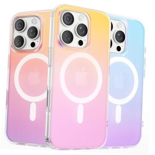 Case, Compatible with MagSafe, Holographic Iridescent for iPhone 16 Pro Sunset