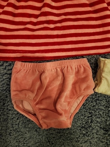 Circo Baby Girl Red/PinkStriped Dress 2pc Velour 3 Months EUC With FreeTights - Picture 2 of 4