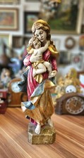 Große geschnitzte Holzfigur Maria Mutter Gottes mit Jesuskind