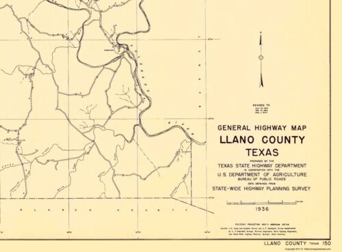 Historic County Map - Llano County Texas - Highway Department 1936 - 23 x 31.17 - Picture 3 of 20