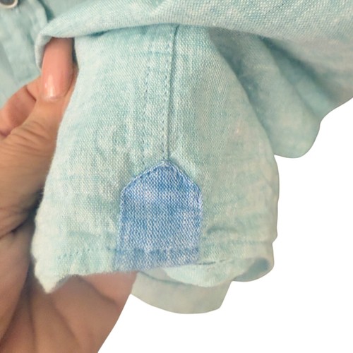 Heritage Report Collection XL Slim Fit Light Blue Button Up Linen Blend Shirt - Picture 3 of 10