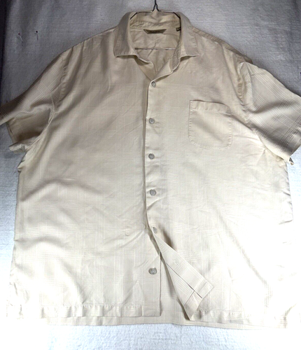 Paradise Collection XXL Herren Seidenhemd Kurzarm Creme