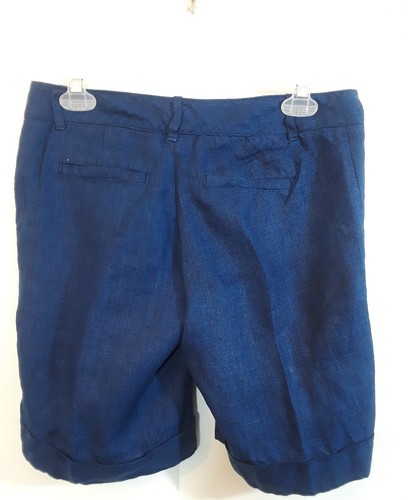 The Limited Women's Juniors Size 0 Blue Linen Casual Bermuda Shorts  - Picture 2 of 7
