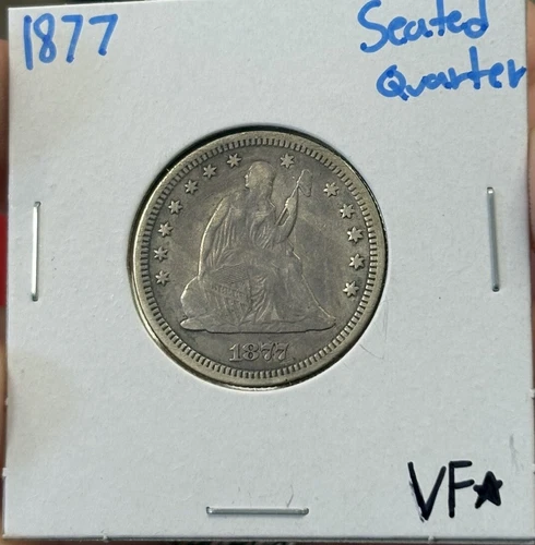 1877 Seated Liberty Silver Quarter VF⭐️ ( RAW2742 )