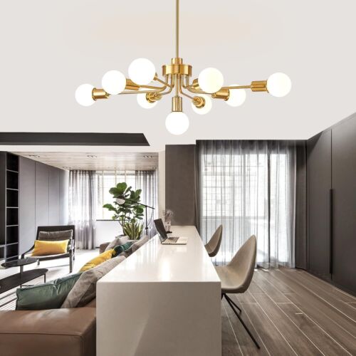 New 9 Lights Golden Chandelier High Ceiling Dining/Living Room Fast Shipping - Picture 4 of 6