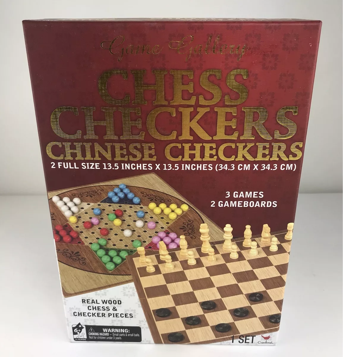 Game Gallery Chess, Checkers and Chinese Checkers Board Game Set