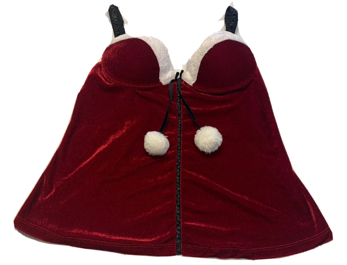 CINEMA Sz L Red Velvet Lingerie Bra Top with Pom Poms-U/W-adjustable Straps  | eBay