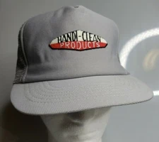 VTG Handi Clean Products Foam Mesh Trucker Hat Cleaner Industrial Logo Gray