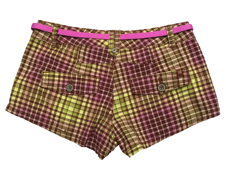 Pantalones cortos Unionbay Junior multicolores a cuadros con cinturón Sabrina talla 3 Foto 2 de 4