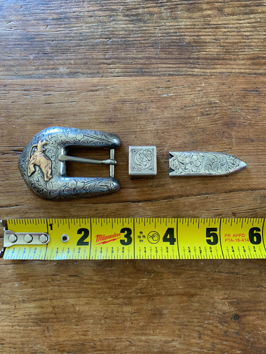 EDWARD H. BOHLIN 3 piece Buckle Set STERLING 10k for 5/8” Belt Vintage