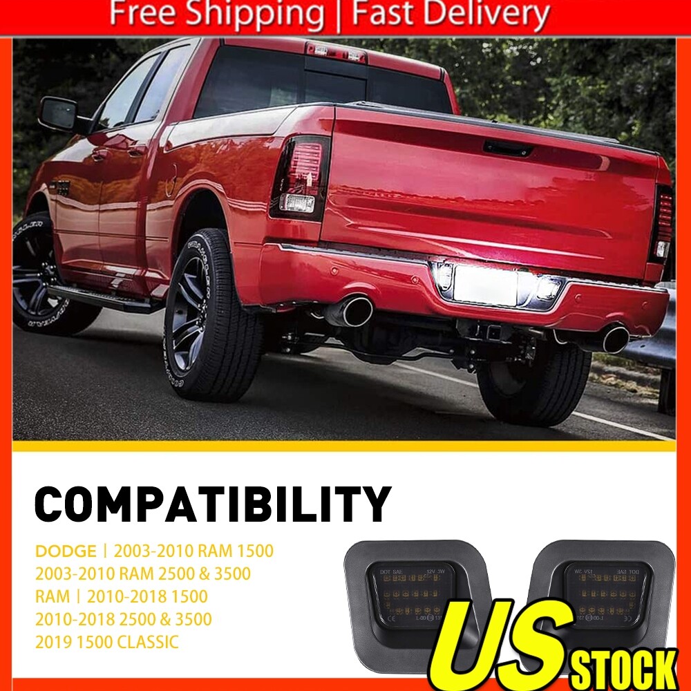 Smoked LED License Plate Bumper Light for 03-18 Dodge Ram 1500 2500 Half Set