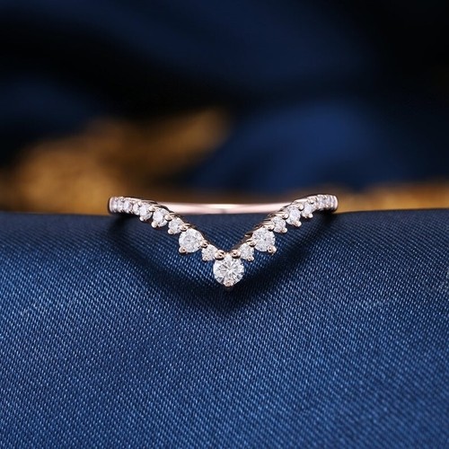 Vintage Moissanite Engagement Band, Wedding Ring for Women Sterling Silver Band. - Picture 1 of 7