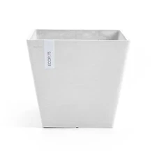 Ecopots Rotterdam Modern Square Recycled Composite Planter, Pure White, 15.75”