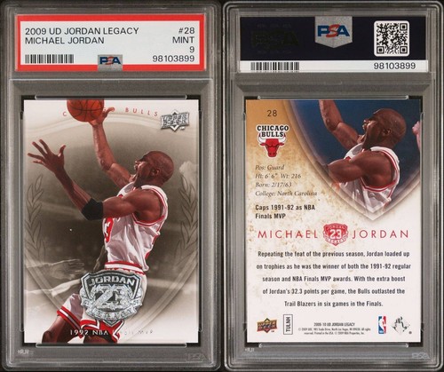 2009 Upper Deck Michael Jordan PSA 9 MINT Chicago Bulls #28 Legacy Card - 第 1/3 張圖片