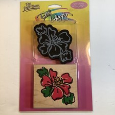 Vtg POSH IMPRESSIONS Dee's Duets Rubber Stamp Set Flower, New