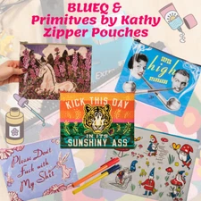 BlueQ & Primitives by Kathy Funny Zipper Pouch | Perfect for notepads, pens