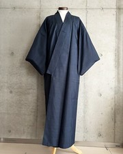 EM034: Vintage Japanese Men's Kimono. Silk. Oshima Tsumugi. Length 145cm/57.0.