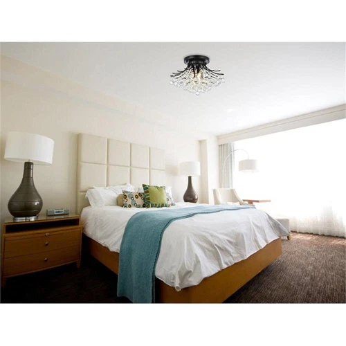 Elegant Lighting Toureg 19" Metal and Crystal Flush Mount in Black - Picture 2 of 8