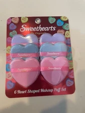 SWEETHEARTS THE ORIGINAL SET/6 HEART SHAPED MAKEUP PUFF SPONGE SET Valentine New