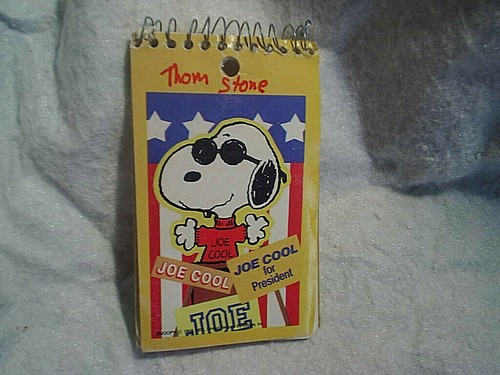 VINTAGE JOE COOL FOR PRESIDENT SNOOPY NOTIZBLOCK, Peanuts, Woodstock, Sonnenbrille