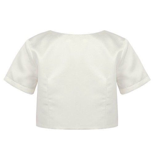 Kids Girls Bolero Short Cap Short Sleeve Shrug Cropped Solid Cotton Cardigan Top - Picture 33 of 43