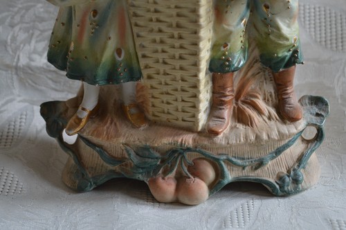 Antique Victorian Bisque Figurine COUPLE HARVESTING PEACHES Germany Man Woman - Picture 4 of 10